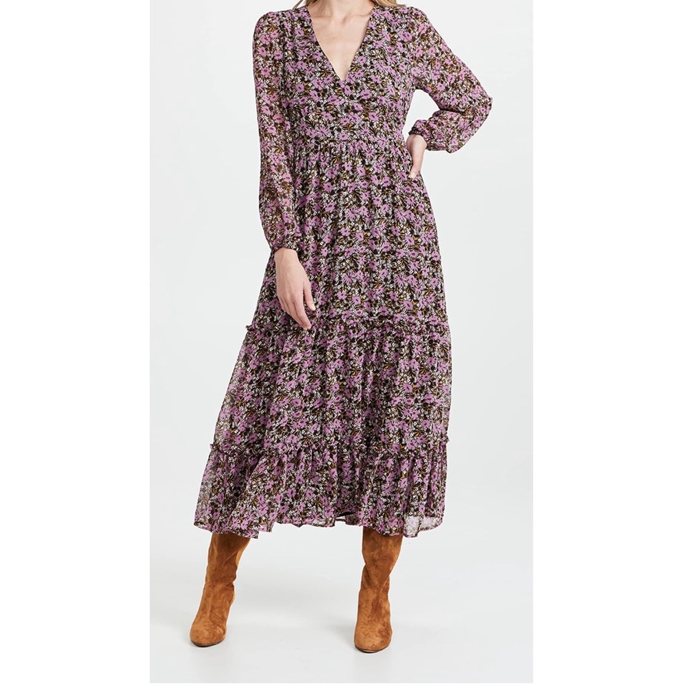 Lost + Wander Purple Floral Midi Dress